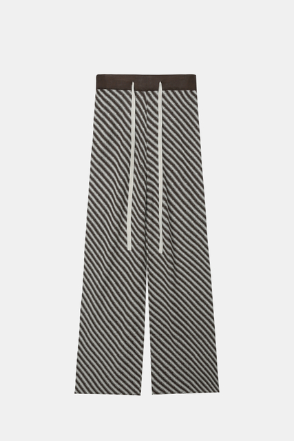 Pantalon grand à pattes à rayures en noir et blanc pour femmes avec lacets