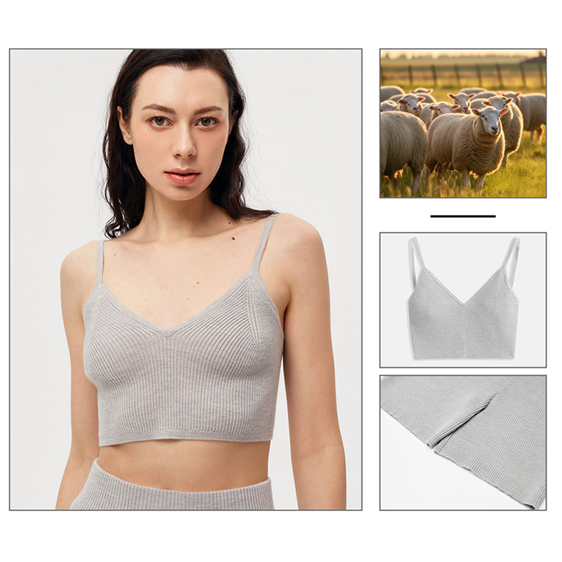 Luxuent soutien-gorge de sport tricoté 100% en cachemire pour le confort ultime
