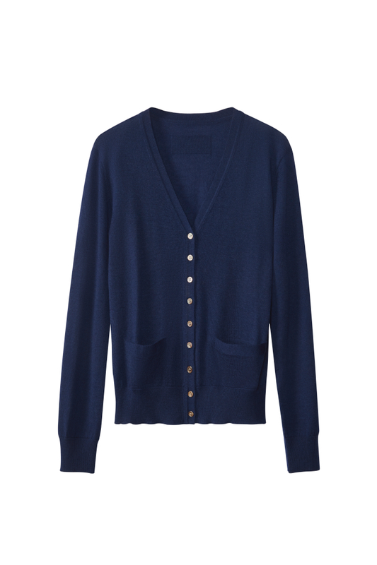 Cardigan de cachemire de la marine classique