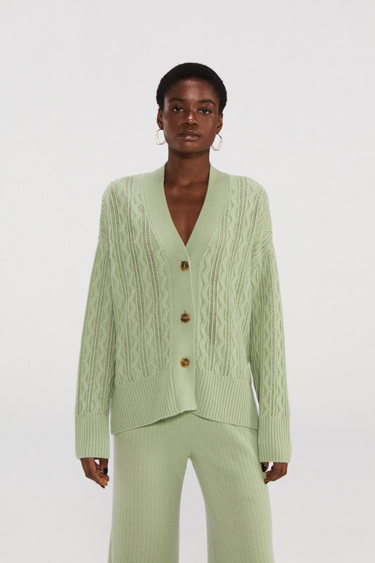 Cardigan en cachemire pur chic avec bouton