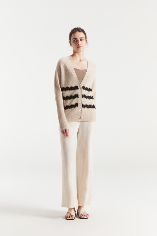 Cardigan de blé de cou de cou à cou de cou pur 