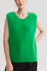 Gilet à collier rond en tricot vert vif