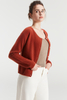 Cardigan à bouton rouge rond du cou rond brossé pur brossé pur