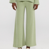 Pantalon large en tricot vert clair pour femme | Fabricant OEM de vêtements de détente fluides