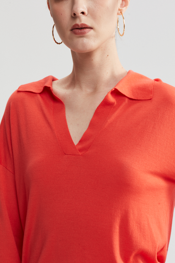 Pull en tricot à manches longues orange
