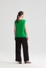 Gilet à collier rond en tricot vert vif