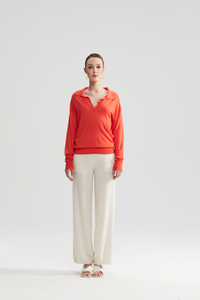 Pull en tricot à manches longues orange