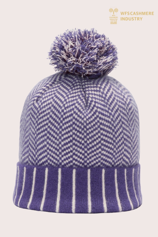 Bonnet en pur cachemire rayé haut de gamme | Accessoires en tricot OEM