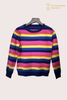 Pull à rayures tricolores pur cachemire Premium Fille | OEM de tricots pour enfants personnalisés