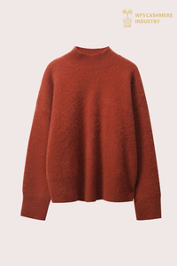 Pull à col rond rouge brique personnalisé OEM | Usine de tricots éco-teints