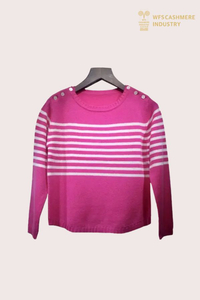 Pull rayé en pur cachemire premium 15μm | Fabricant de tricots OEM personnalisés