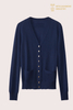 Cardigan en pur cachemire 12GG Premium pour femmes (bleu marine classique) | OEM personnalisé