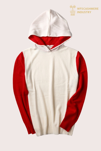 Sweat à capuche en cachemire de couleur contrastée haut de gamme | OEM de vêtements de détente de luxe