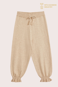 Pantalon Tricoté Enfant Beige 100% Cachemire Brossé Ultra-Doux | Fabricant de vêtements pour enfants OEM