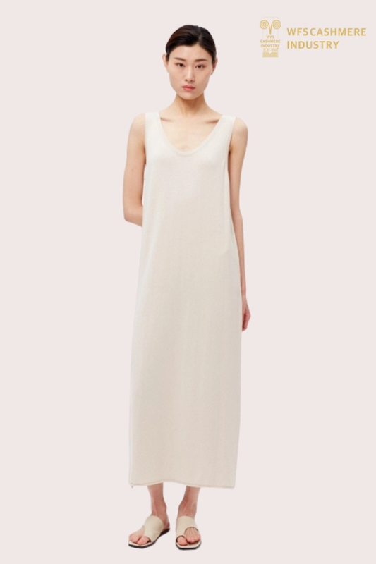 Robe longue en tricot de loisirs sans manches de luxe pour femmes | Fabricant OEM de vêtements de détente