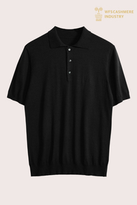 Polo en coton et soie de qualité supérieure 16GG avec boutons en nacre | OEM de vêtements de luxe pour hommes