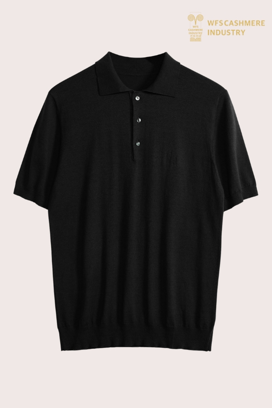 Polo en coton et soie de qualité supérieure 16GG avec boutons en nacre | OEM de vêtements de luxe pour hommes