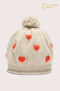 Bonnet à pompon en cachemire cœur intarsia haut de gamme | Accessoires OEM