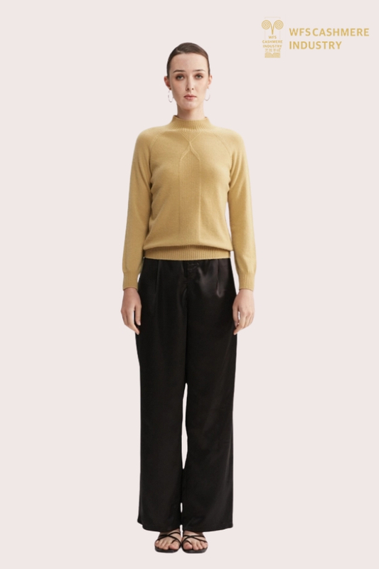 Pull jaune clair 100 % cachemire sans couture haut de gamme | Tricots OEM/ODM avancés
