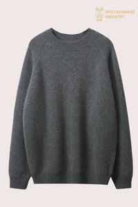 Pull à col rond gris chiné Premium pour hommes | Cachemire OEM