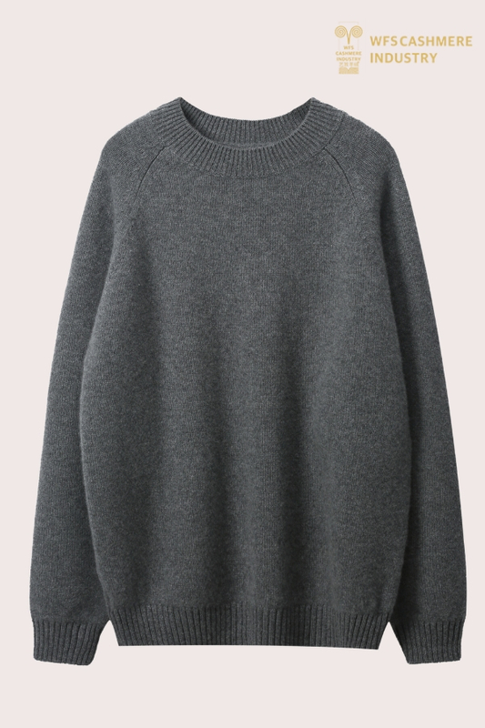 Pull à col rond gris chiné Premium pour hommes | Cachemire OEM