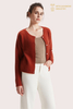 Manteau / Cardigan tricoté rouge foncé 100 % cachemire brossé haut de gamme | Fabricant OEM