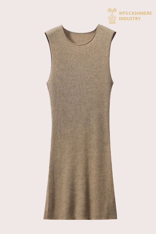 Robe en tricot minimaliste sans manches à col rond pour femmes | Fabricant OEM de capsules polyvalent