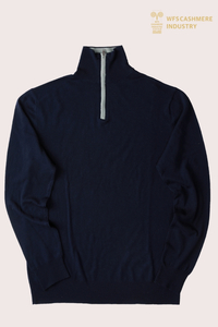 Pull à quart de zip en laine mérinos ultrafine 16GG Premium pour hommes | OEM de vêtements de luxe pour hommes