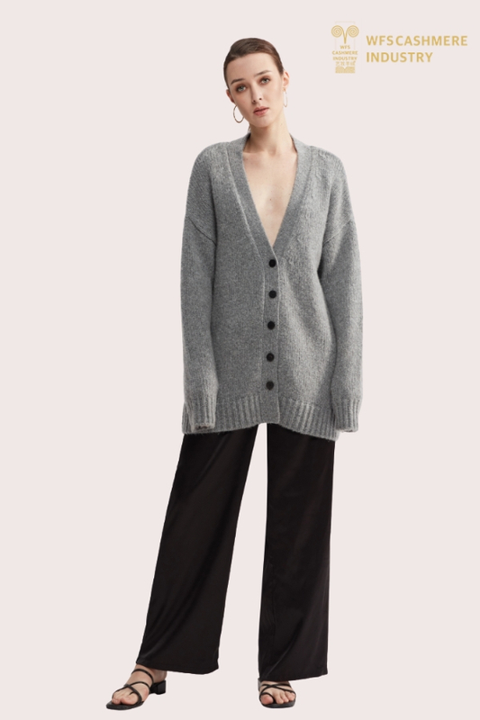 Cardigan à col en V en mélange de laine et de cachemire Premium RWS | Tricots OEM durables