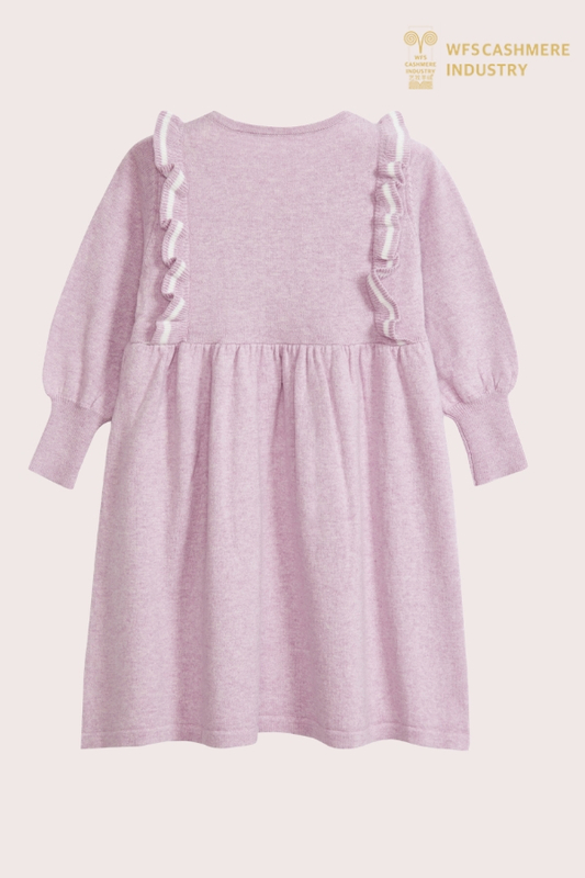 Robe En Cachemire En Coton Rose Premium Enfant | Fabricant OEM de tricots de luxe pour filles