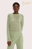 Pull ajouré en cachemire léger Premium 12GG (Vert Sauge | Fabricant de tricots OEM