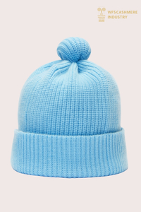 Bonnet à pompon côtelé en pur cachemire de qualité supérieure | Accessoires OEM