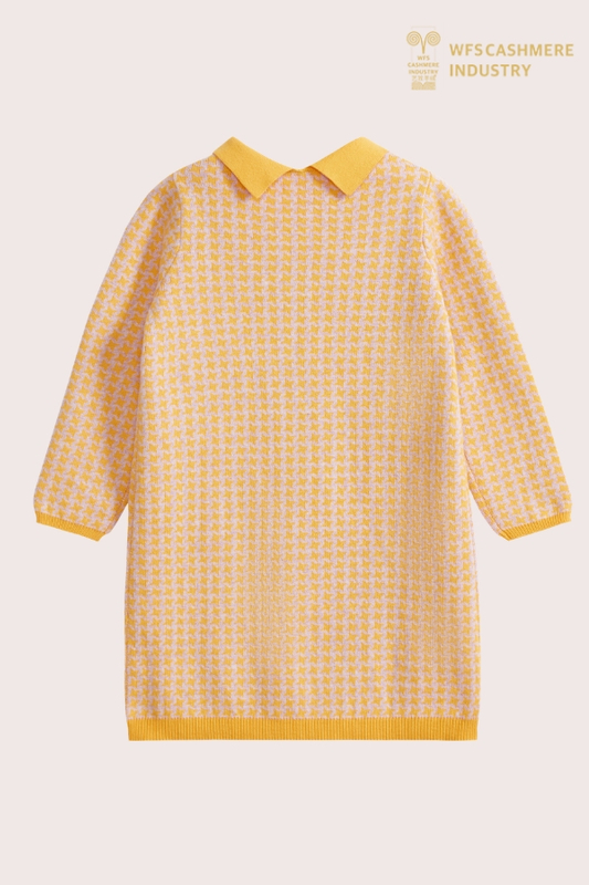 MINI-ROBE POLO FILLE PIED-DE-POULE AVEC UNE POCHE