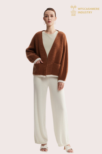 Cardigan côtelé à col en V en pur cachemire épais 5GG de qualité supérieure | Tricots OEM personnalisés