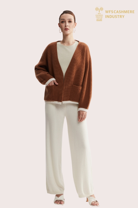 Cardigan côtelé à col en V en pur cachemire épais 5GG de qualité supérieure | Tricots OEM personnalisés