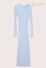 Robe longue élégante en cachemire à col en V pour femme | Fabricant OEM de tricots de luxe