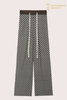 Pantalon en tricot à jambes larges à rayures noires et blanches pour femmes avec lacets | Fabricant OEM de vêtements de villégiature