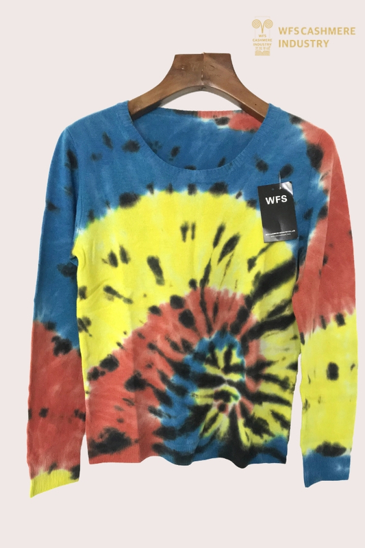 Pull en cachemire tie-dye artisanal haut de gamme | OEM de teinture personnalisé