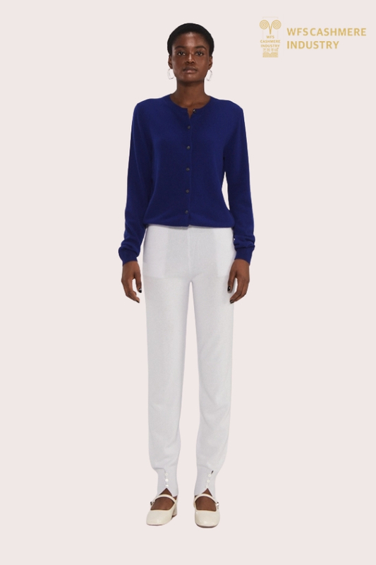 Pull cardigan en cachemire bleu marine premium | Usine de tricots OEM/ODM classique