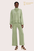 Pantalon large en tricot vert clair pour femme | Fabricant OEM de vêtements de détente fluides