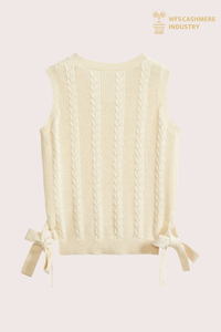 Gilet en coton et cachemire tricoté par câble haut de gamme pour enfants | Fabricant OEM de vêtements de luxe pour enfants