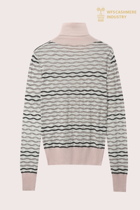 Pull à col roulé rayé rose personnalisé | OEM de tricots en cachemire