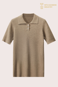Polo en tricot léger de qualité supérieure en mélange de cachemire | OEM intelligent et décontracté