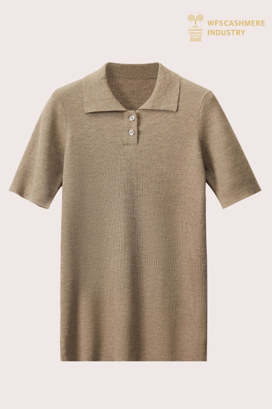 Polo en tricot léger de qualité supérieure en mélange de cachemire | OEM intelligent et décontracté