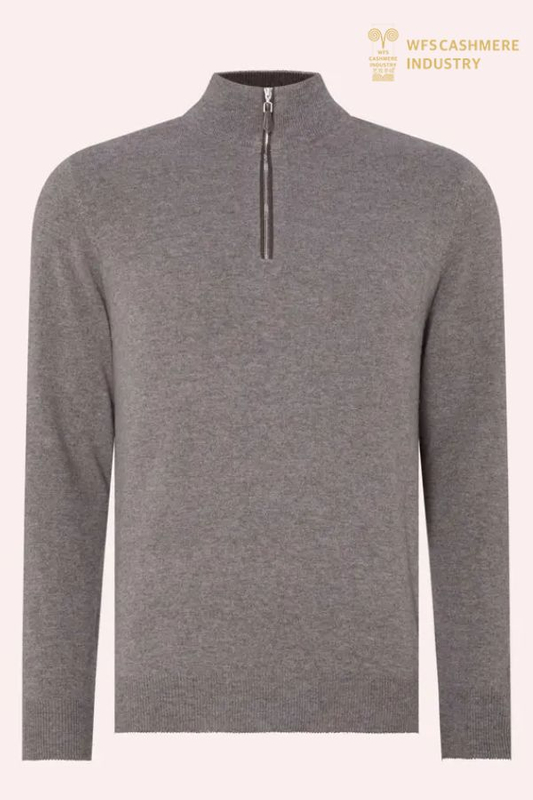Pull en laine et cachemire mélangés avec fermeture éclair 1/4 de qualité supérieure pour hommes | Fabricant de tricots OEM personnalisés