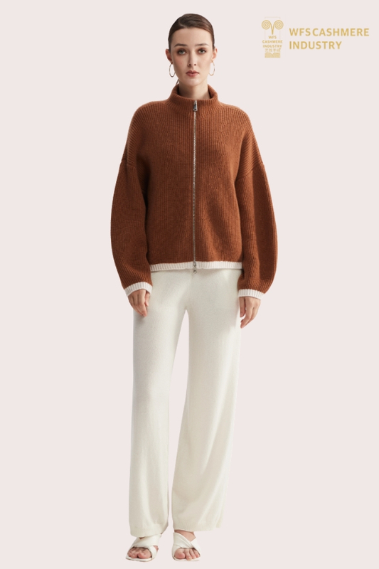 Cardigan zippé à col roulé en pur cachemire épais 5GG | Fabricant de tricots OEM